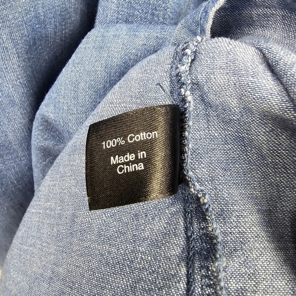 LANEBRYANT Chambray Bell Sleeve V-neck Blouse Blue Womens‎ Plus Sz 18/20 - Picture 11 of 12